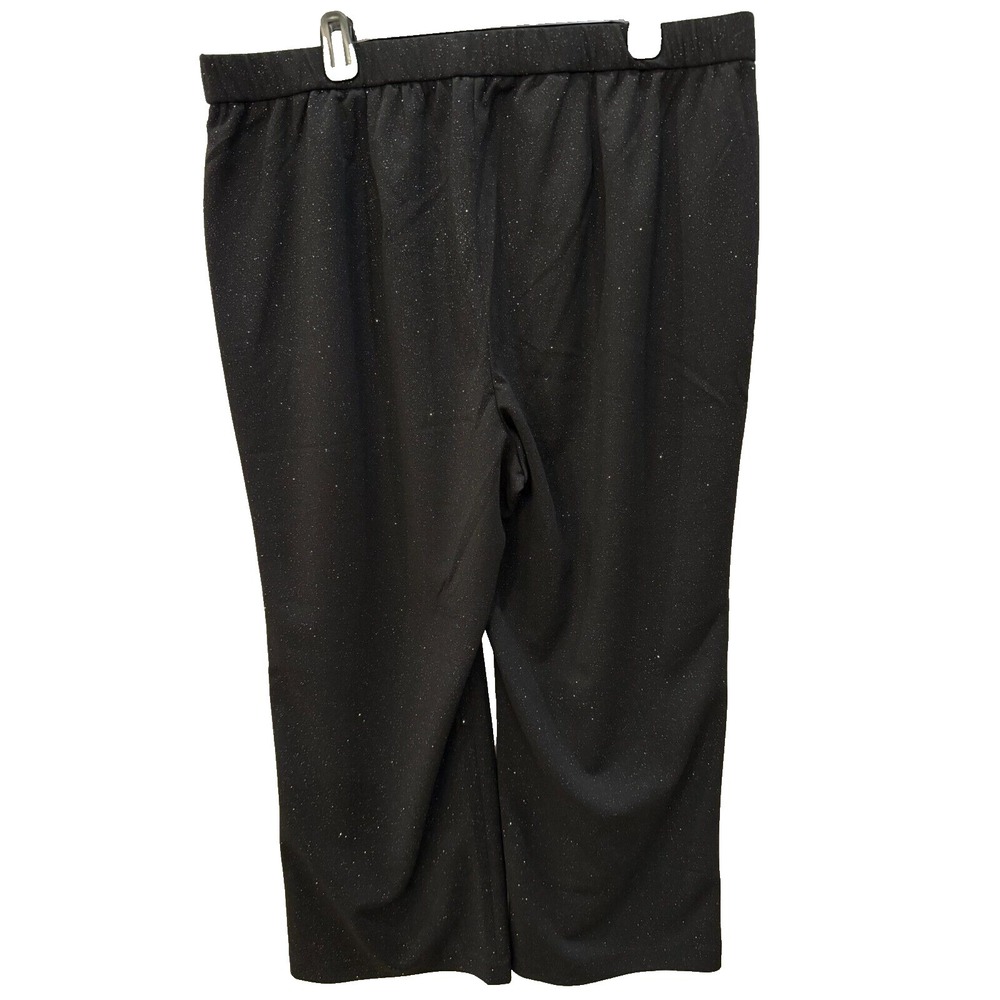 Talbots Sz‎ 2X Petite Black Glitter Sparkle Pull On Elastic Waist Wide Leg Pants